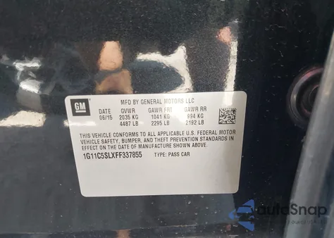 2015 Chevrolet Malibu 1Lt z USA, uszkodzony, nr VIN 1G11C5SLXFF337855